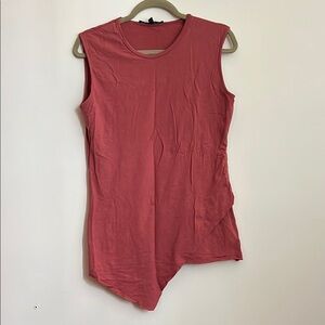 Harve Benard Pink Asymmetrical Sleeveless Muscle Tee